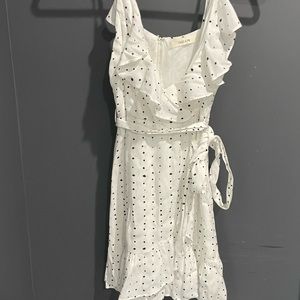 Paris & Me white and black polka dot wrap dress